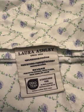 Laura Ashley XL Twin Flat Sheet Green Purple Flowers